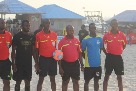 Match Officials and captains of Owibesebe BSC and Bridge Boys BSC before the final match