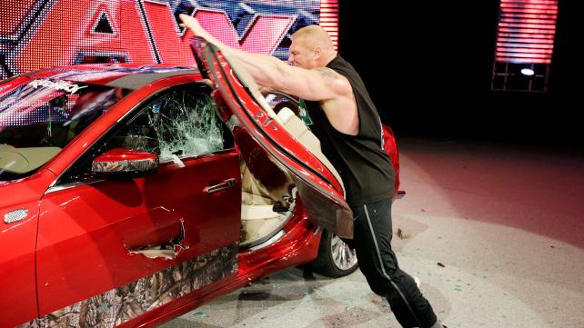 Brock Lesner Destroys 2015 Cadillac On RAW