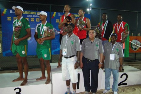 Men medallists during the national anthem